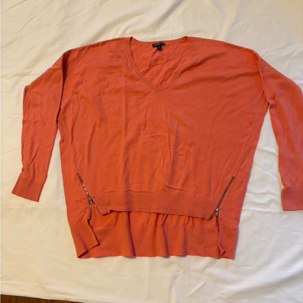 Express Coral V-Neck Sweater